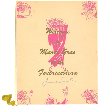1968 Frank Sinatra Signed Fontainebleau Hotel Mardi Gras Menu (PSA/DNA)